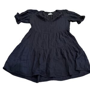 Velvet by Graham & Spencer Women's V-Neck Short Sleeve Mini Dress Black Size L